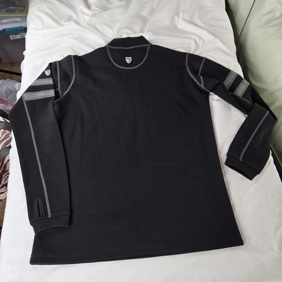 Kuhl NWT Team 1/4 zip merino wool Maxwool Schmart Pullover Small black grey - Picture 4 of 17